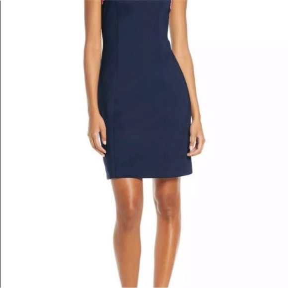 LILLY PULITZER SHELLBEE True Navy Blue Pink Ric Rac Scuba Lined Dress - Picture 14 of 16